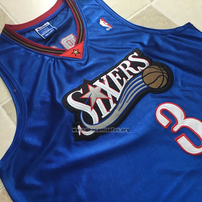 Camiseta Philadelphia 76ers Allen Iverson NO 3 Retro Azul2